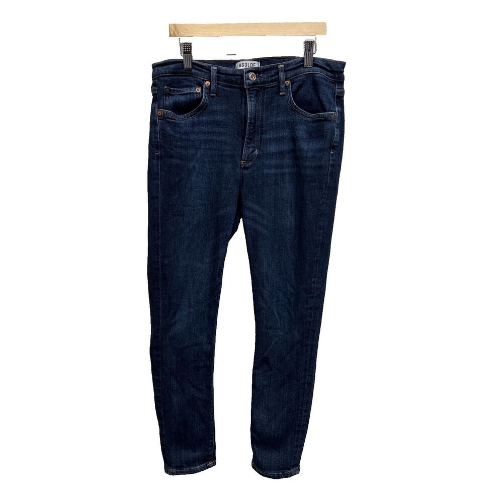 Agolde Sophie Jeans Women 31 High Rise Stretch Skinny Dark Wash Zip Pockets